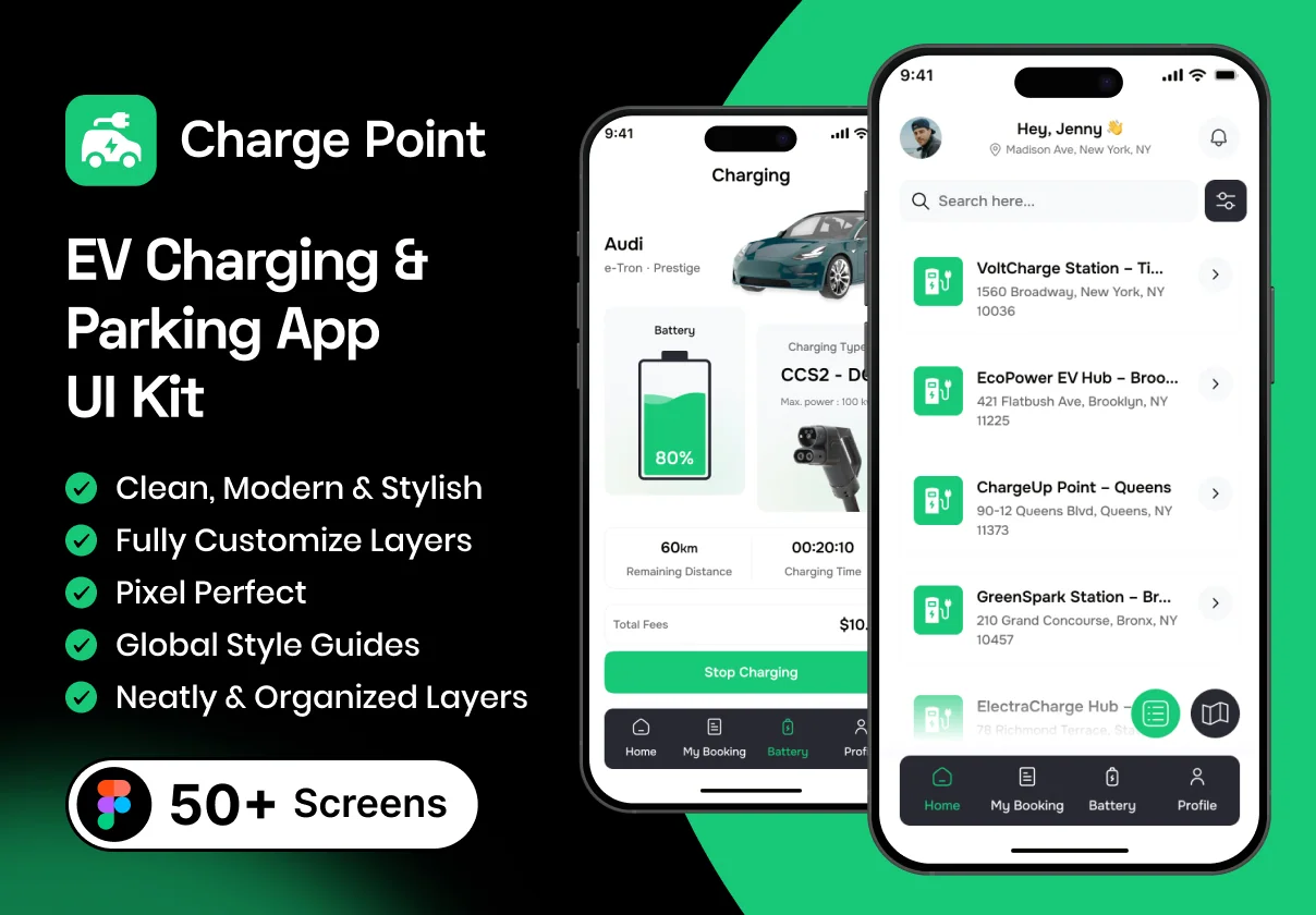 ChargePoint - EV Charging & Parking App UI Kit