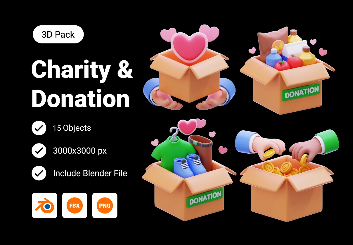 Charity & Donation 3D Icon Pack