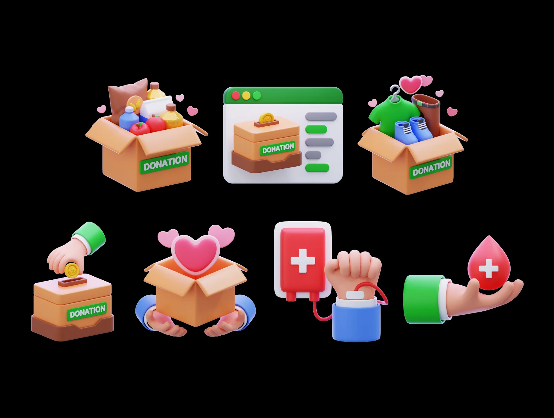 Charity & Donation 3D Icon Pack 6