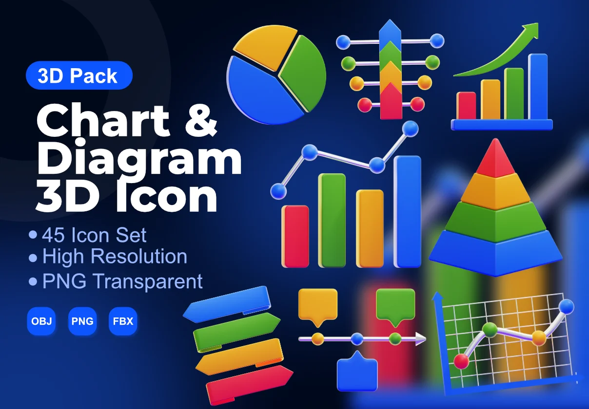 Chart & Diagram 3D Icons Packs
