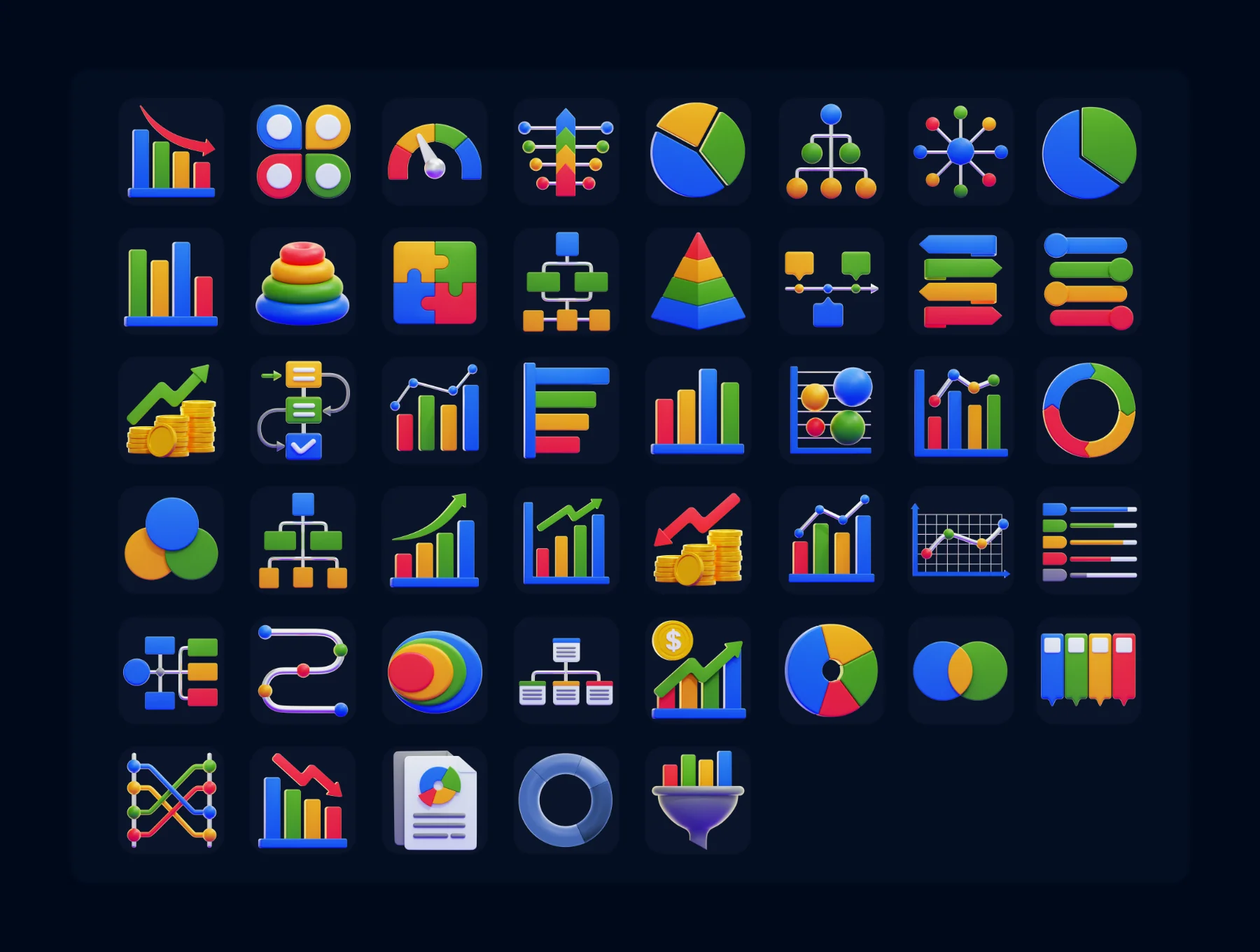 Chart & Diagram 3D Icons Packs 6