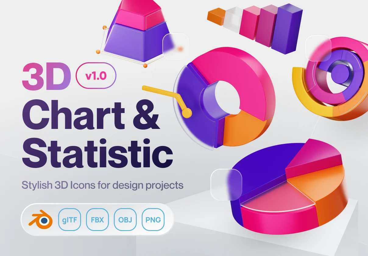 Charty - Chart & Statistic 3D Icon Set