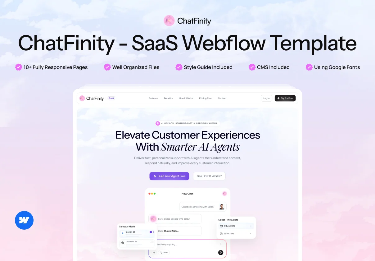Chatfinity - Webflow AI Chatbot SaaS Template