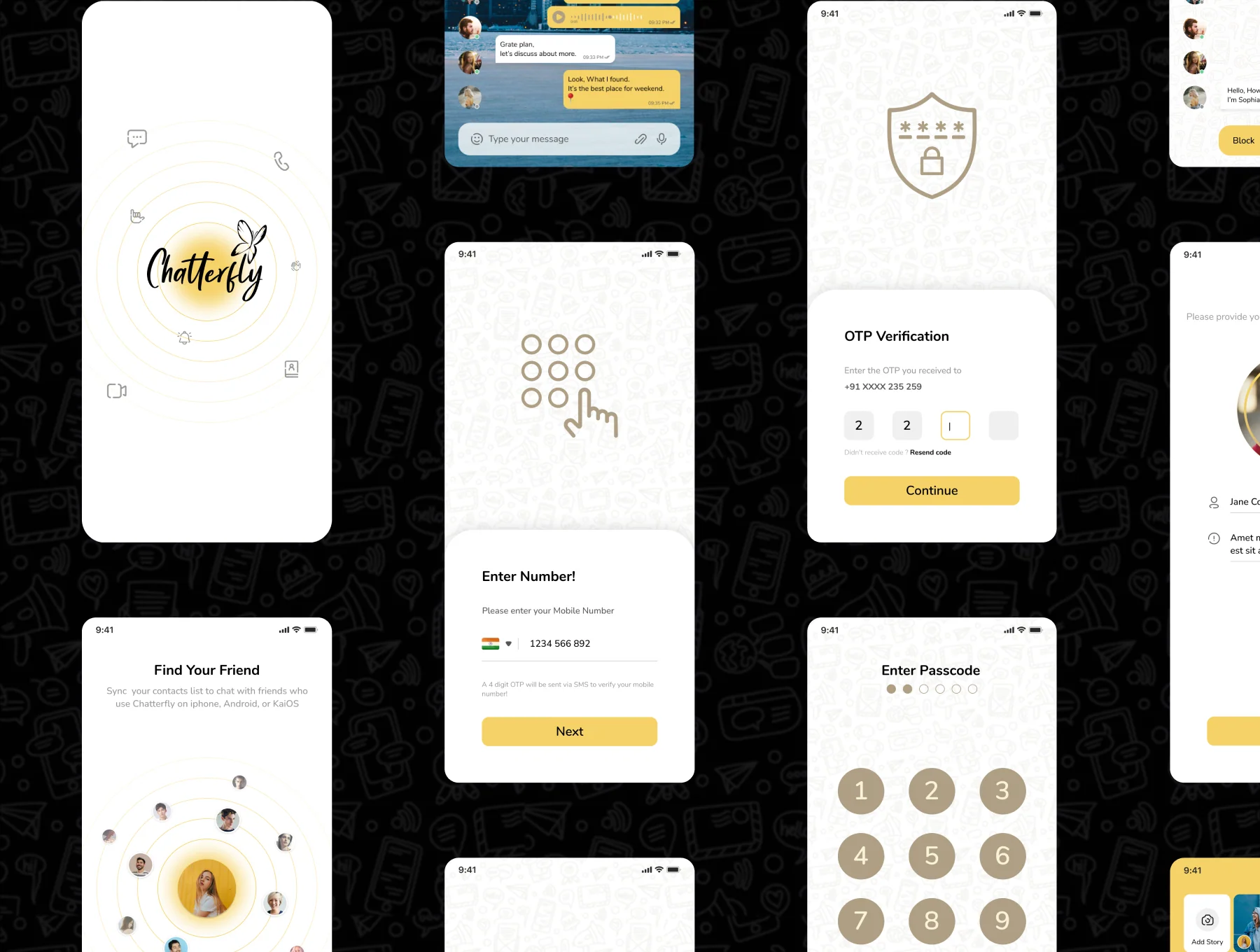 Chatterfly - Chat App UI Kit Template 5