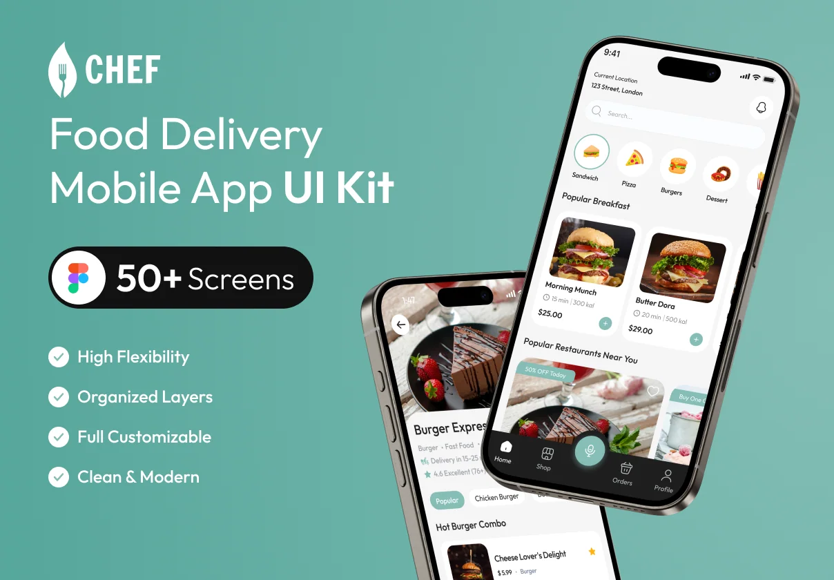 Chef - Food Delivery Mobile App UI Kit
