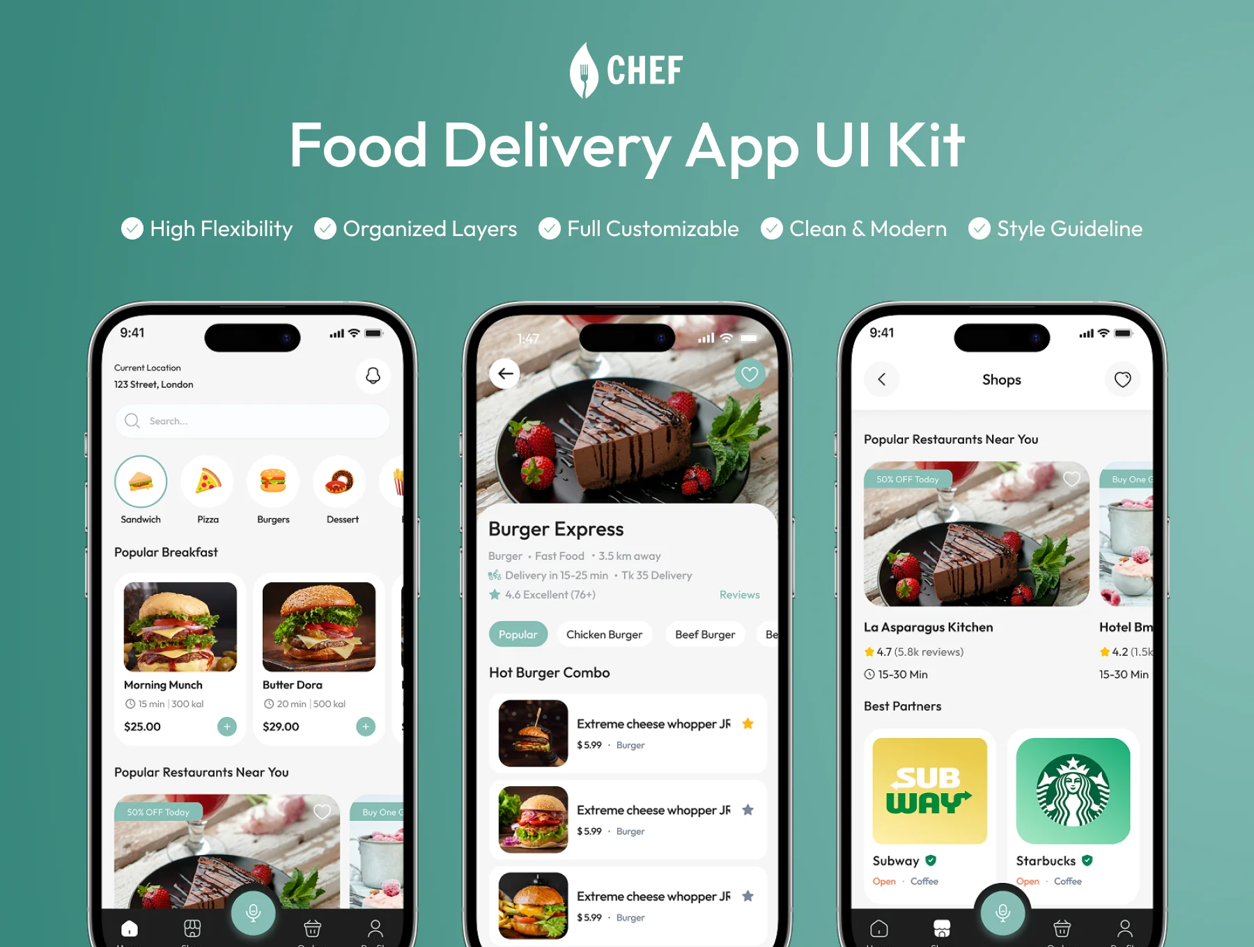 Chef - Food Delivery Mobile App UI Kit