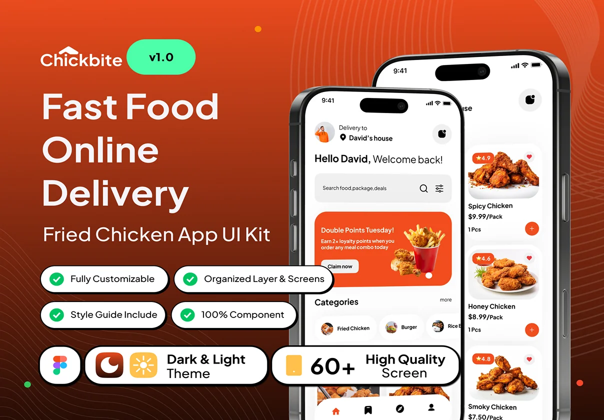 Chickbite - Fast Food Online Delivery App UI Kit