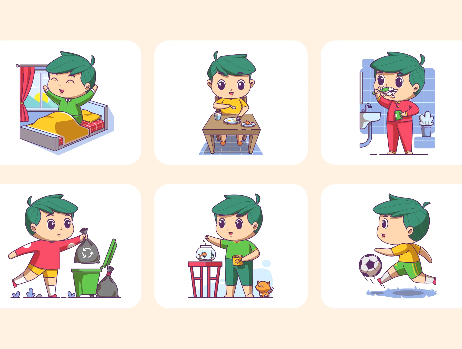 Children & Boys Activities Illustration Pack 4