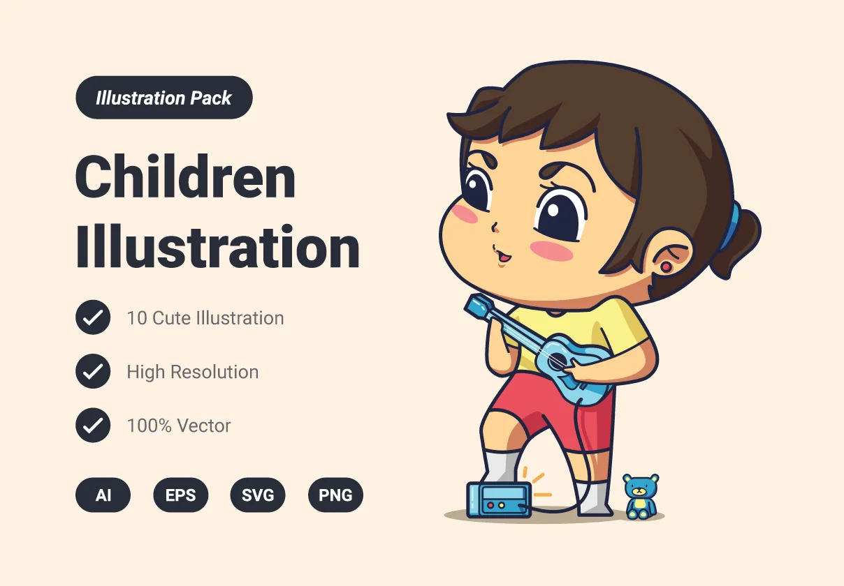 Children & Girls Activities Illustration Pack