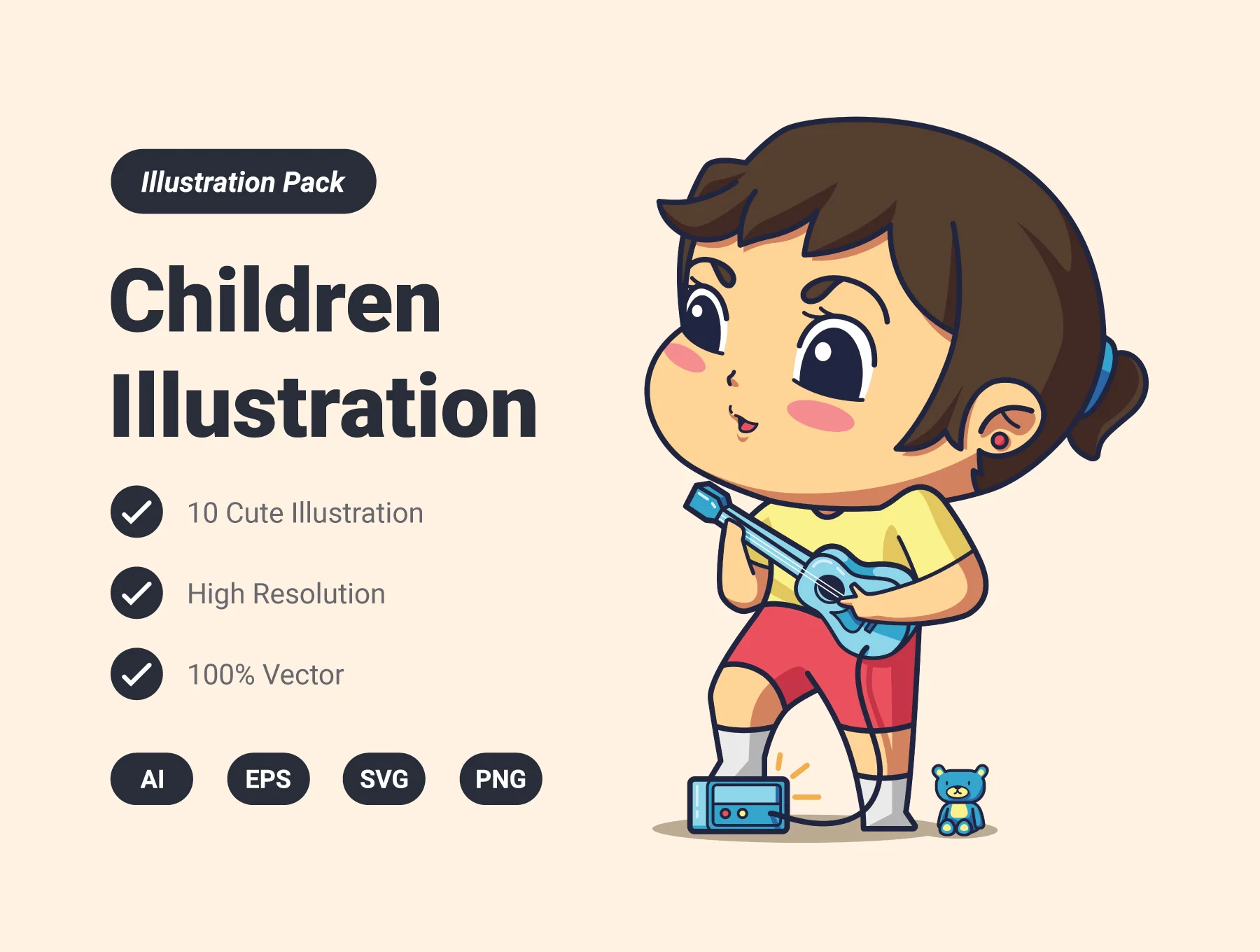 Children & Girls Activities Illustration Pack