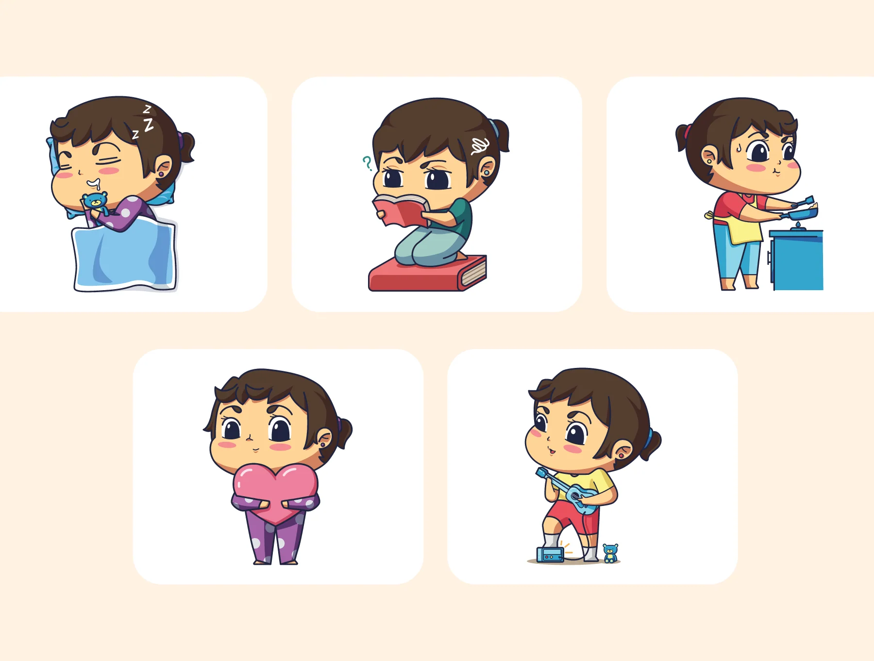 Children & Girls Activities Illustration Pack 3
