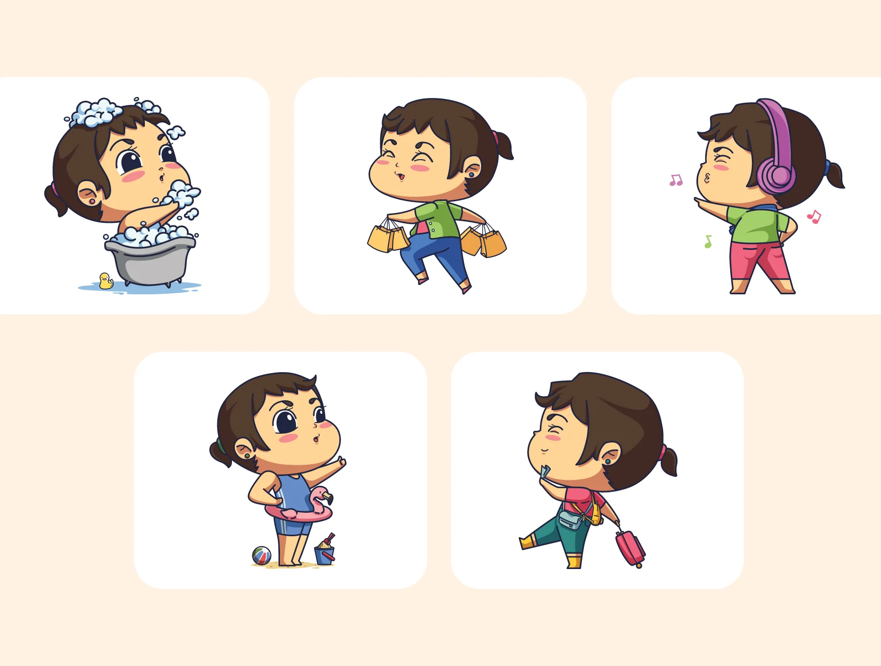 Children & Girls Activities Illustration Pack 4