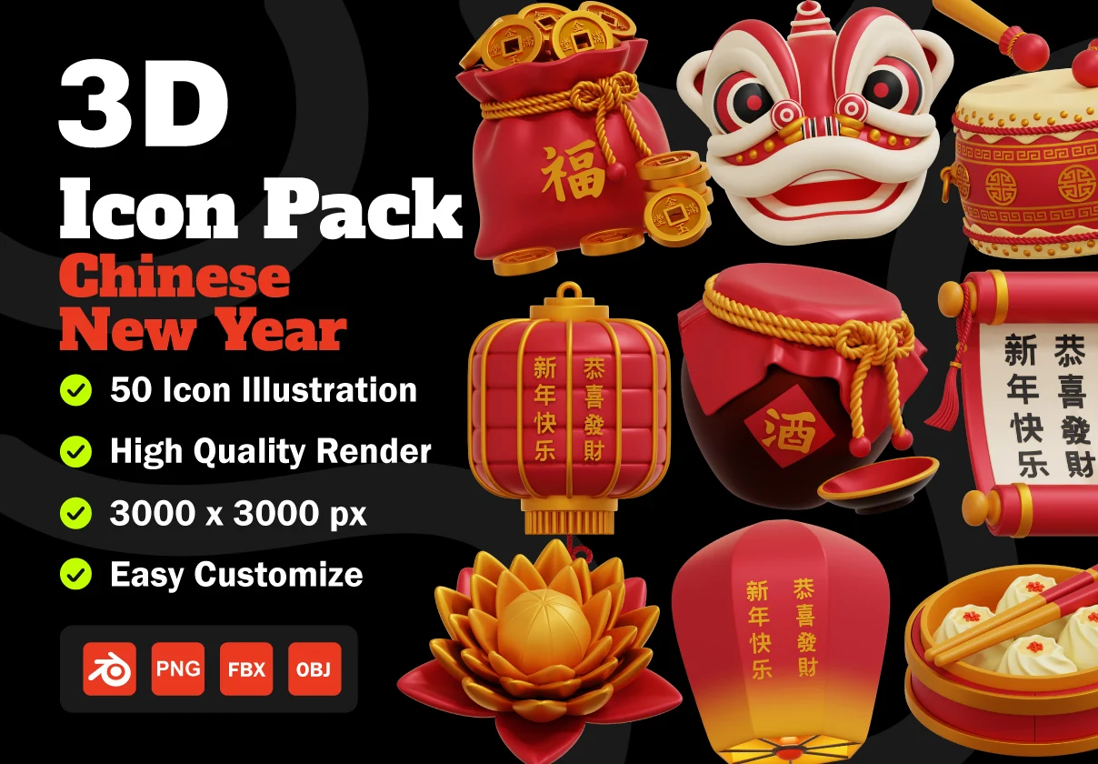 Chinese New Year 3D Icon Pack