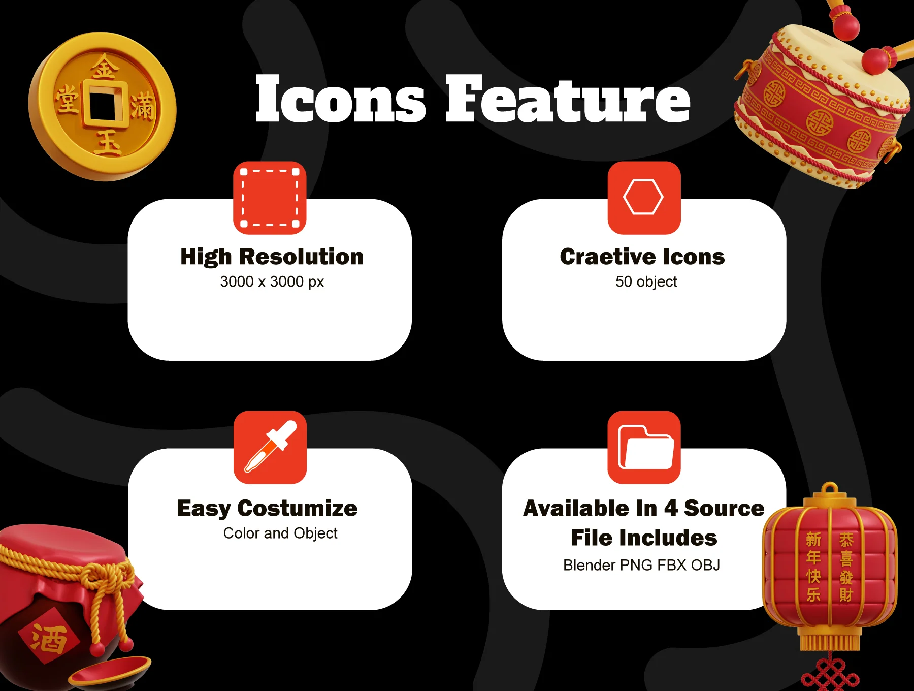 Chinese New Year 3D Icon Pack 2