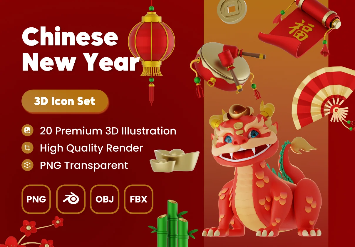 Chinese New Year 3D Icon Set