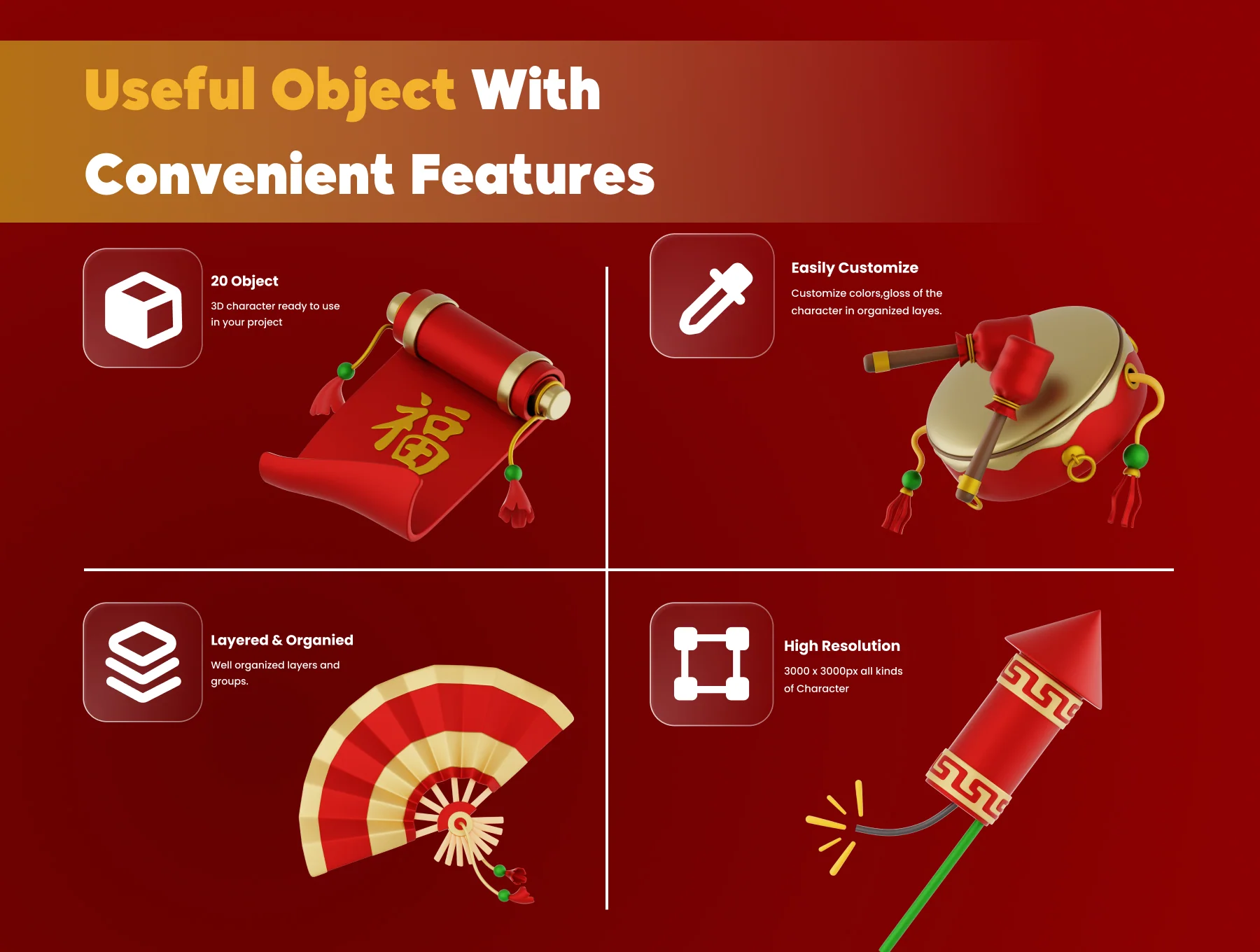 Chinese New Year 3D Icon Set 2
