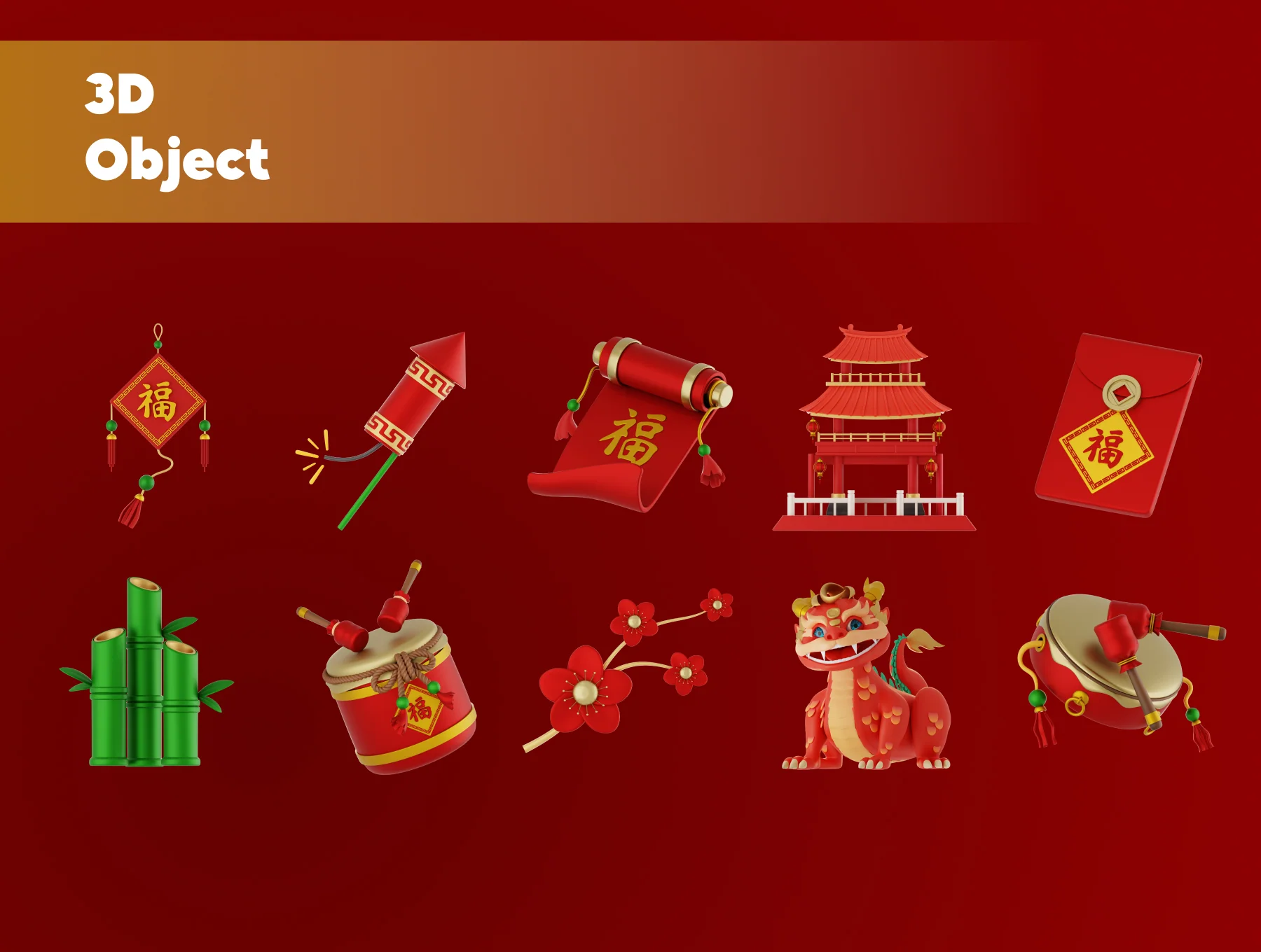 Chinese New Year 3D Icon Set 5
