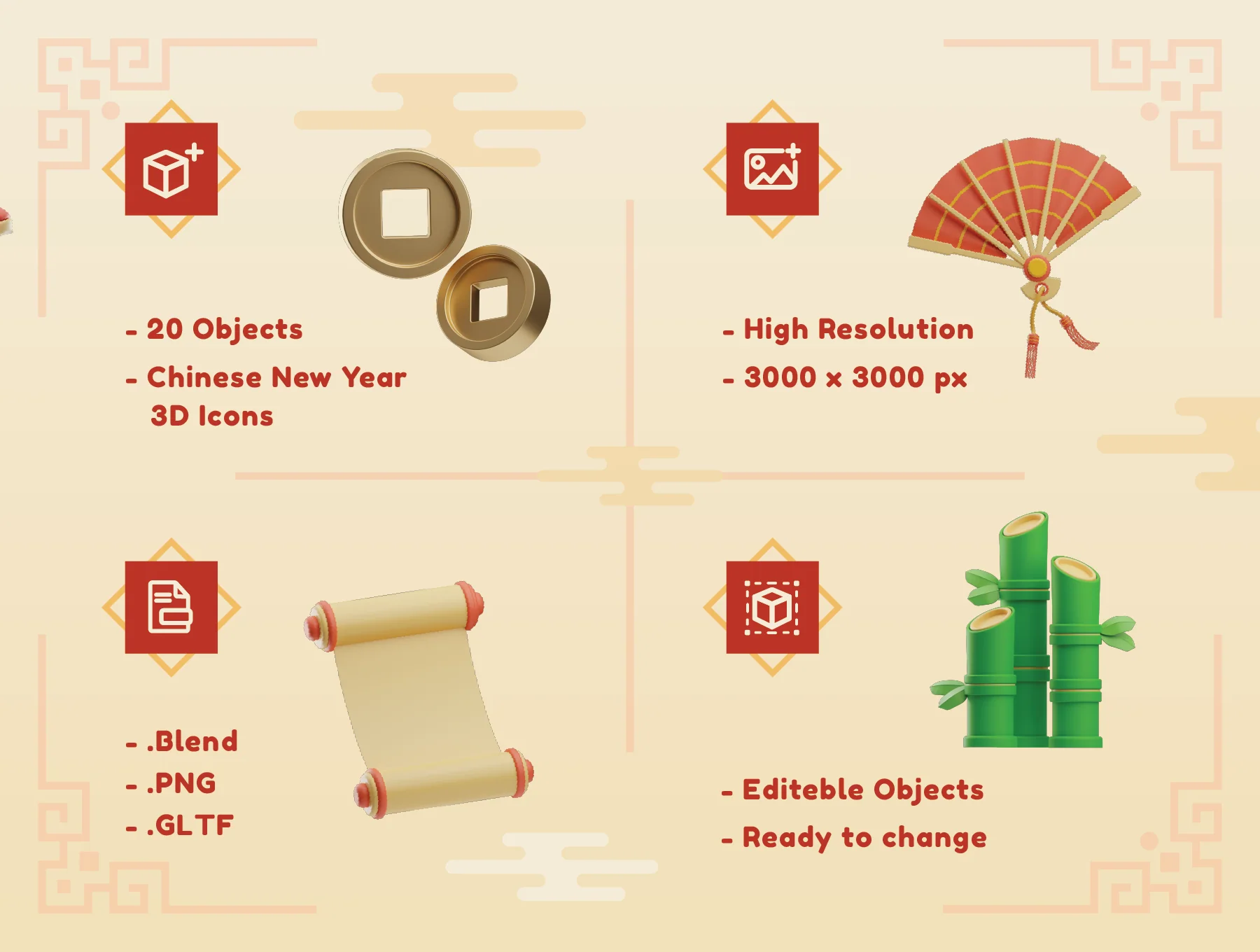 Chinese New Year 3D Icons