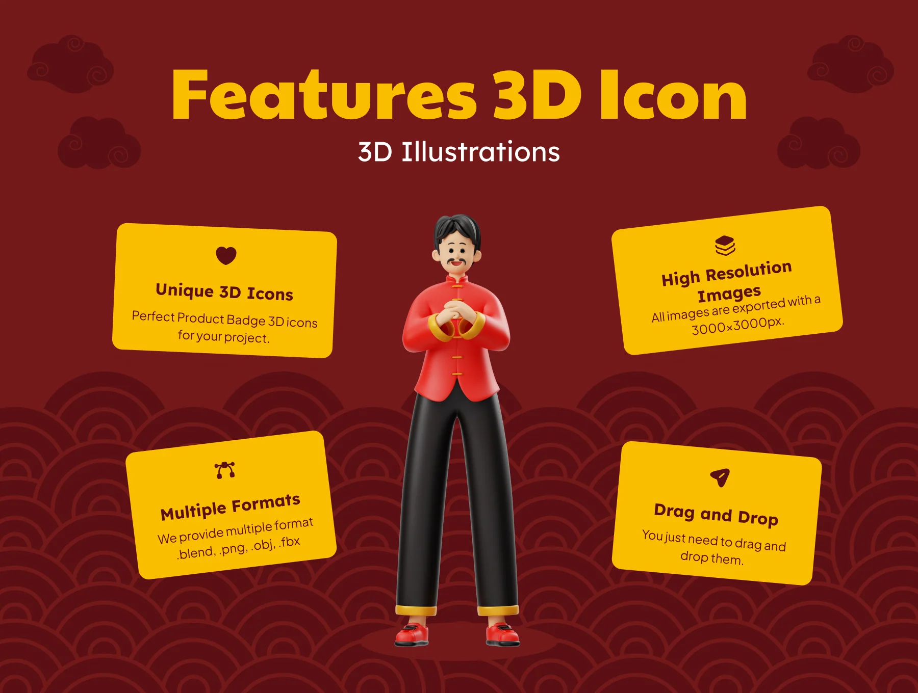Chinese New Year Man Character 3D Illustration 2