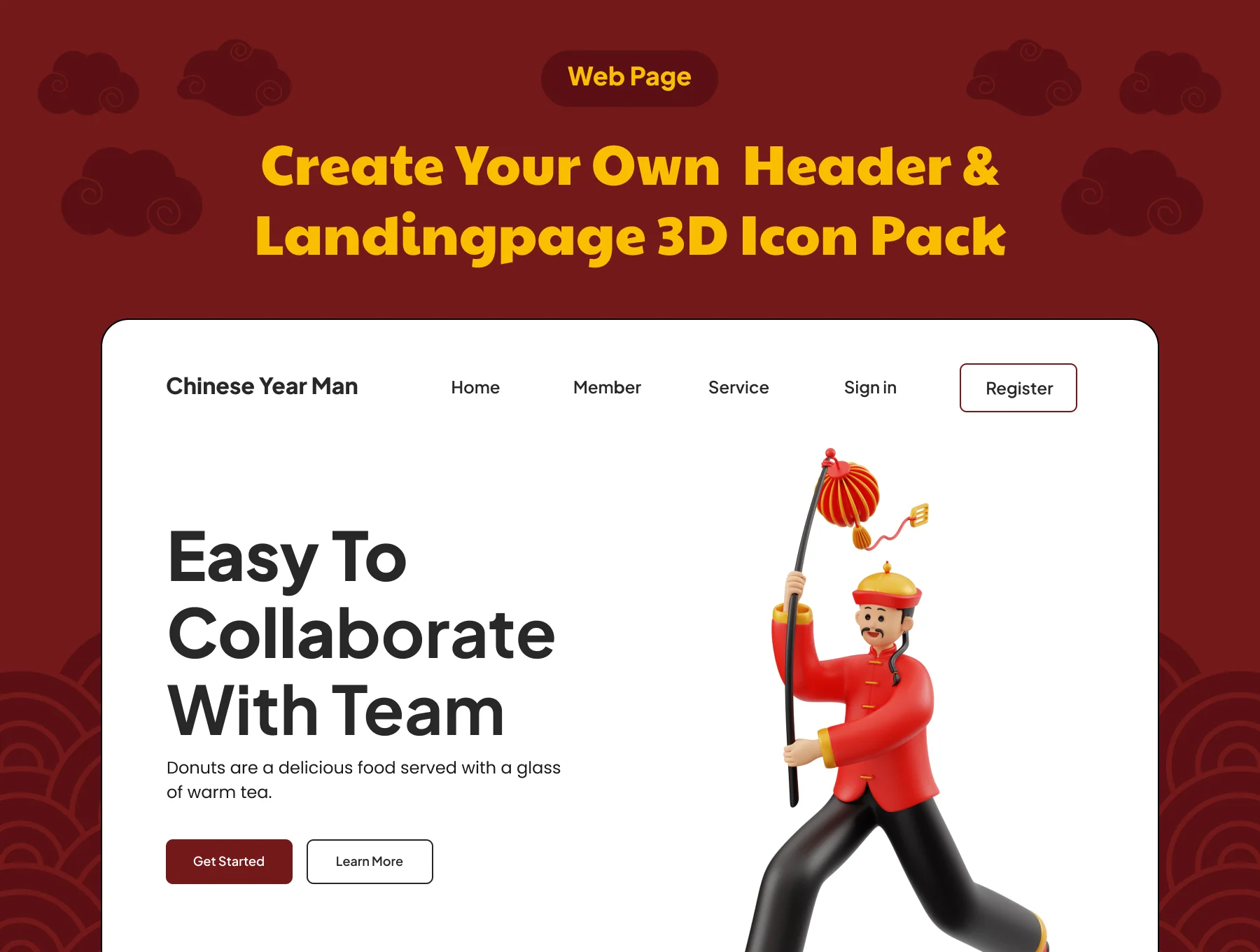 Chinese New Year Man Character 3D Illustration 3