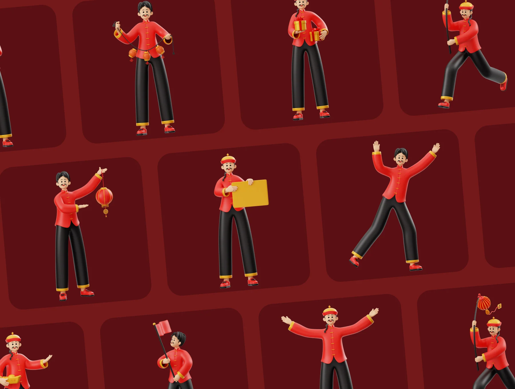 Chinese New Year Man Character 3D Illustration 5