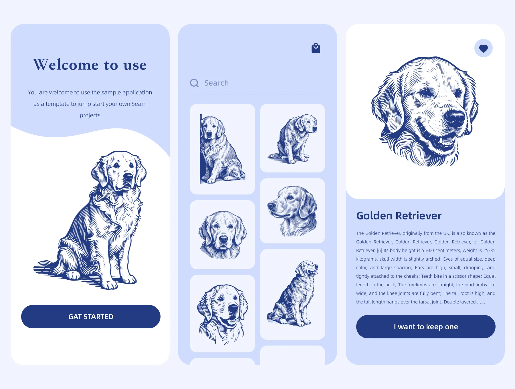 Cute Dog Illustration - Golden Retriever 3
