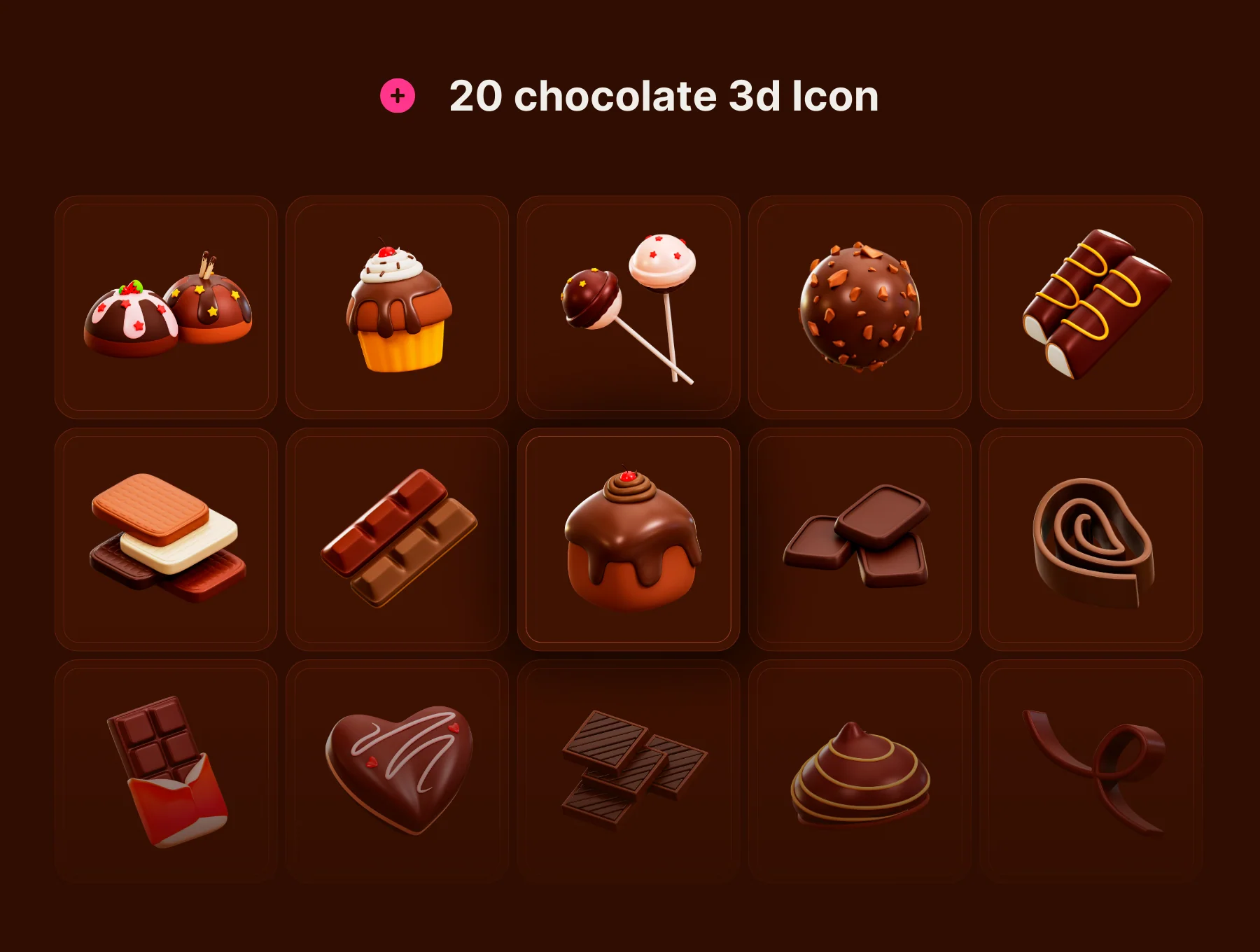 Chocolate 3d Icon for Dessert, Bakery and Restaurant 2