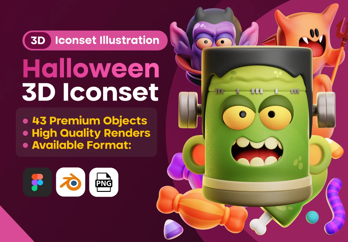 Halloween 3D Icons Illustraton