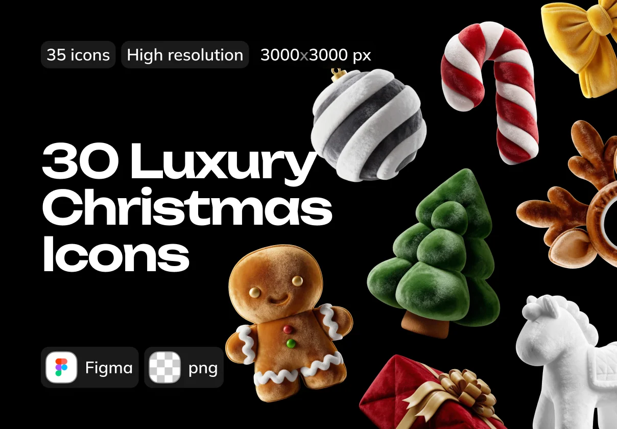 Christmas 3d Fur Icons