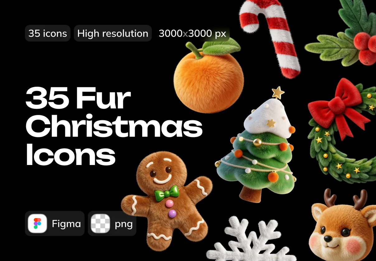 Christmas 3d Fur Plush Icons