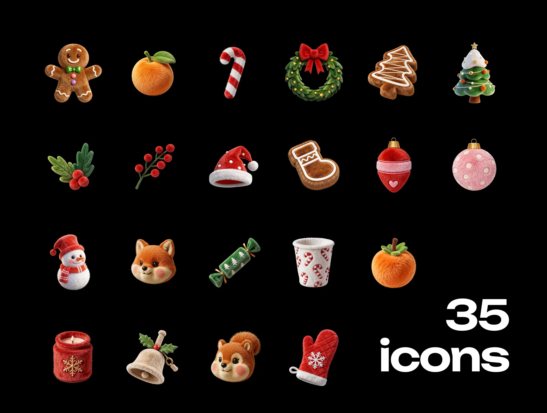 Christmas 3d Fur Plush Icons 2