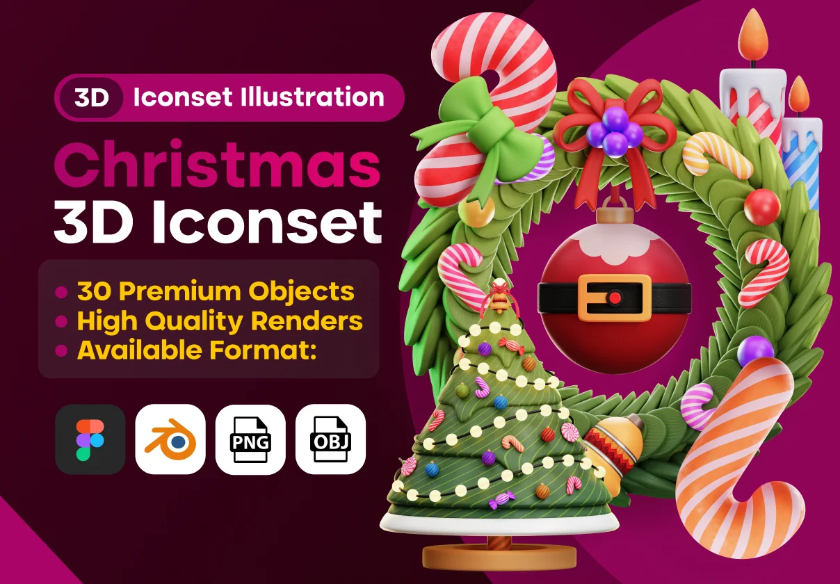 Christmas 3D Icons Illustraton
