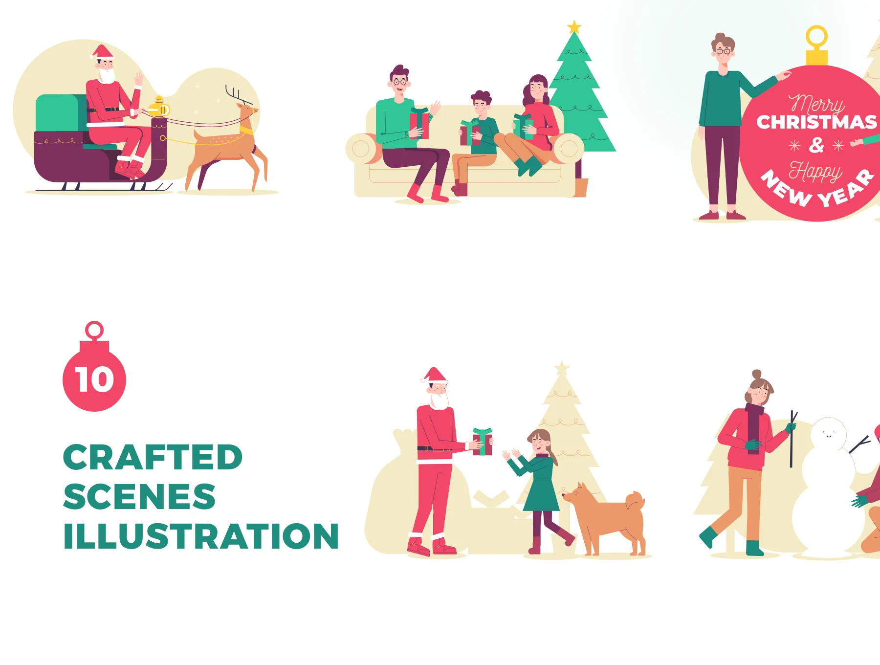 Christmas and New Year Colorful Illustration 3