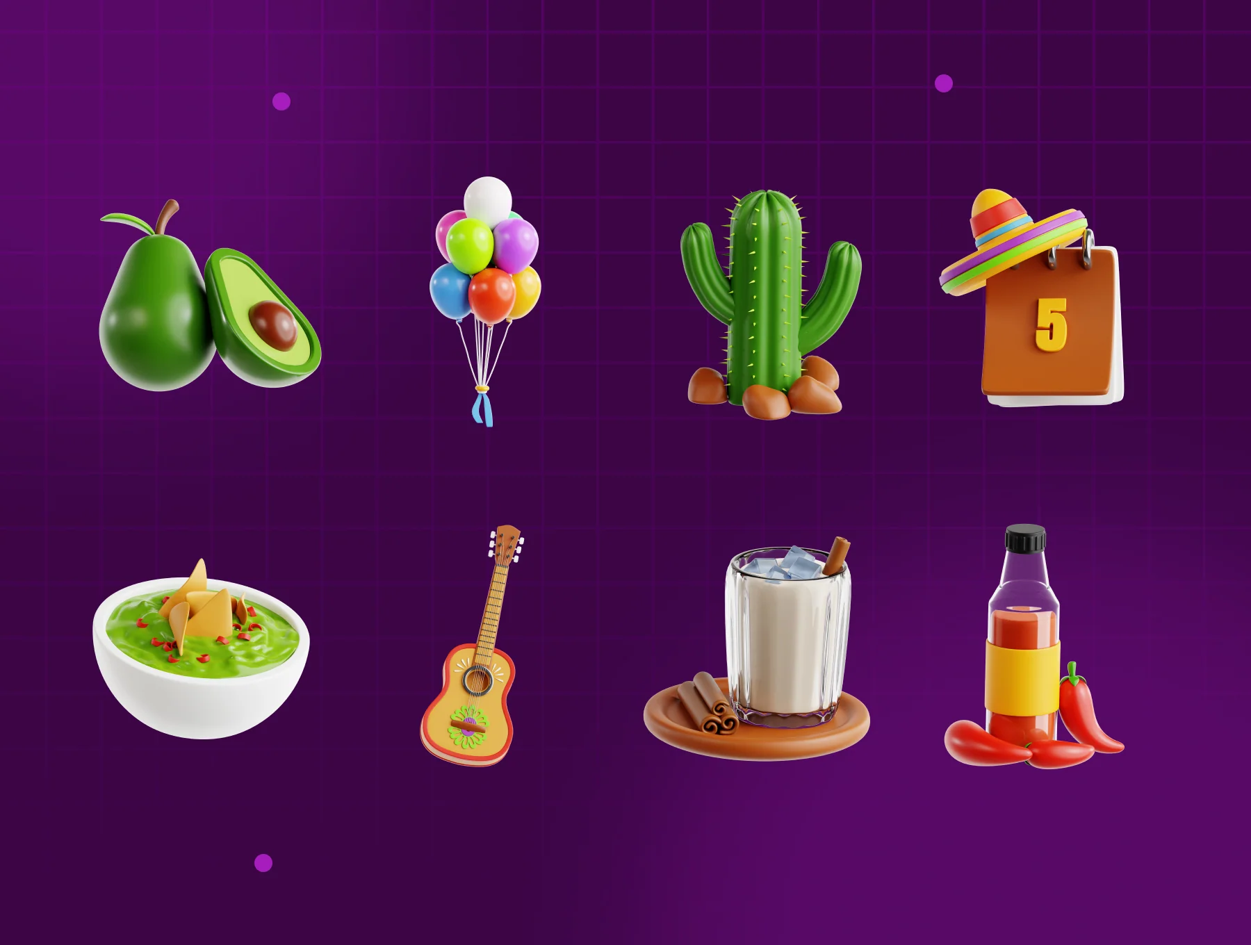 Cinco de Mayo 3D Icon Set 7