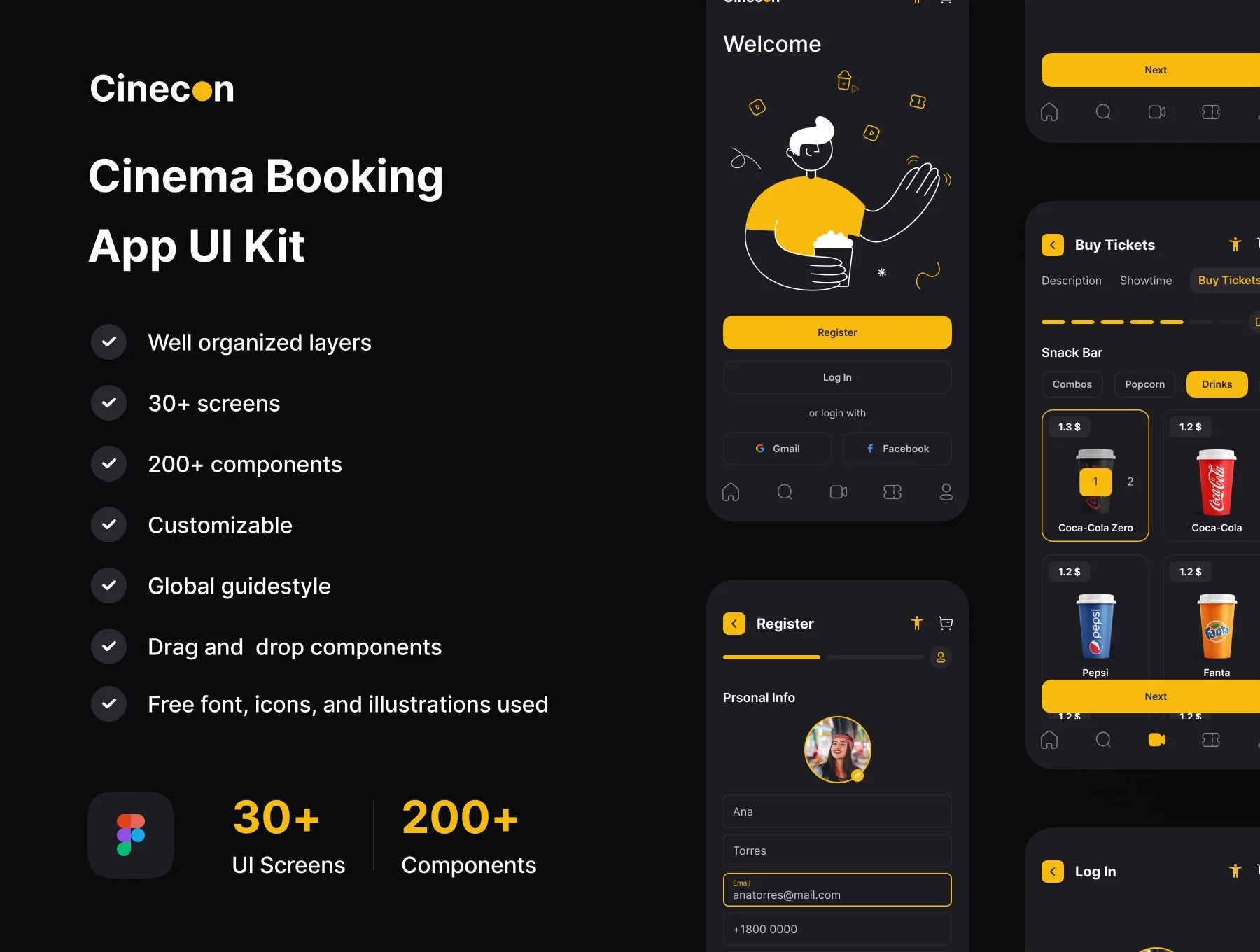 Cinecon - Cinema Booking App UI Kit