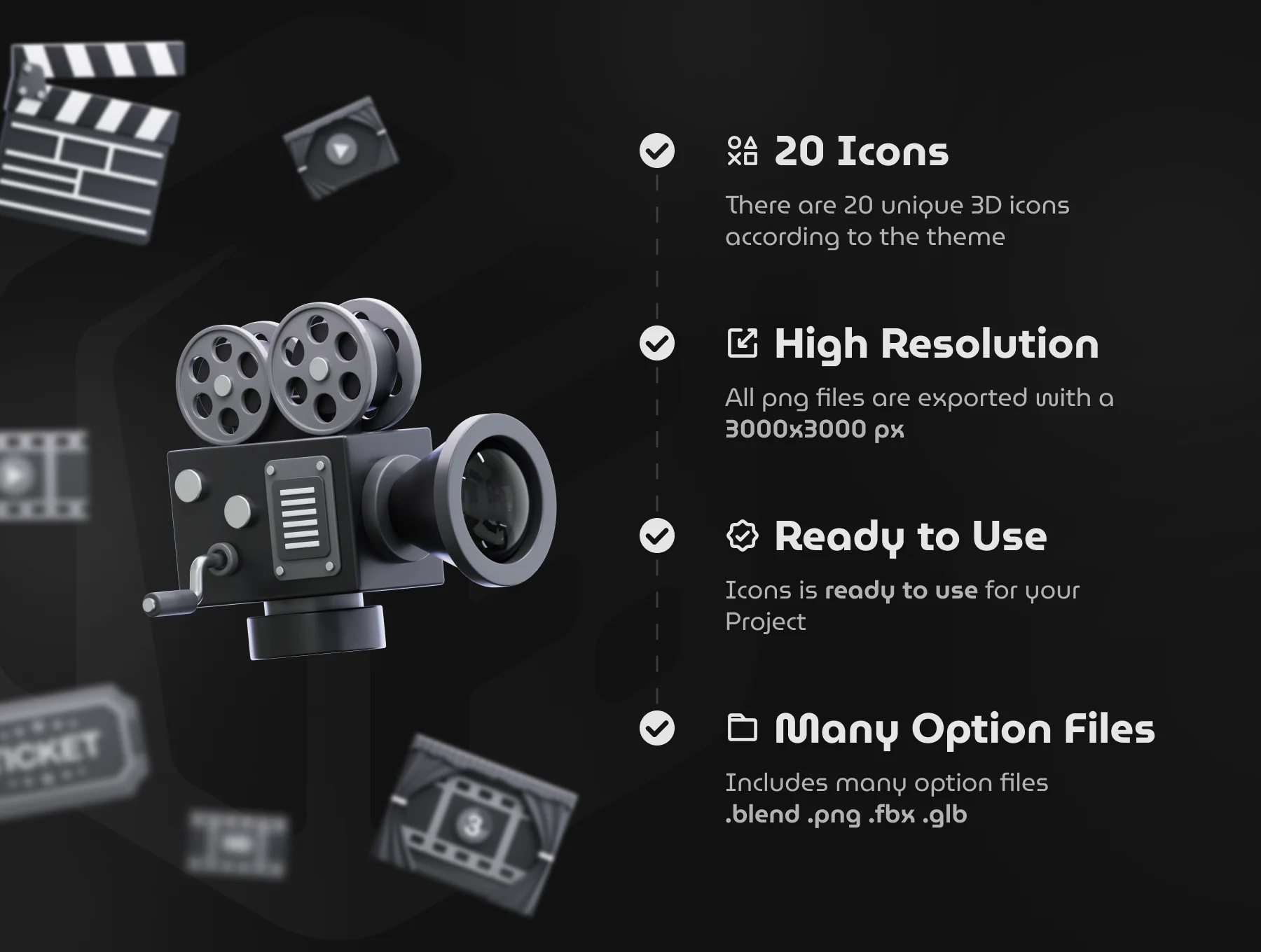 Cinema 3D Icon Set 3