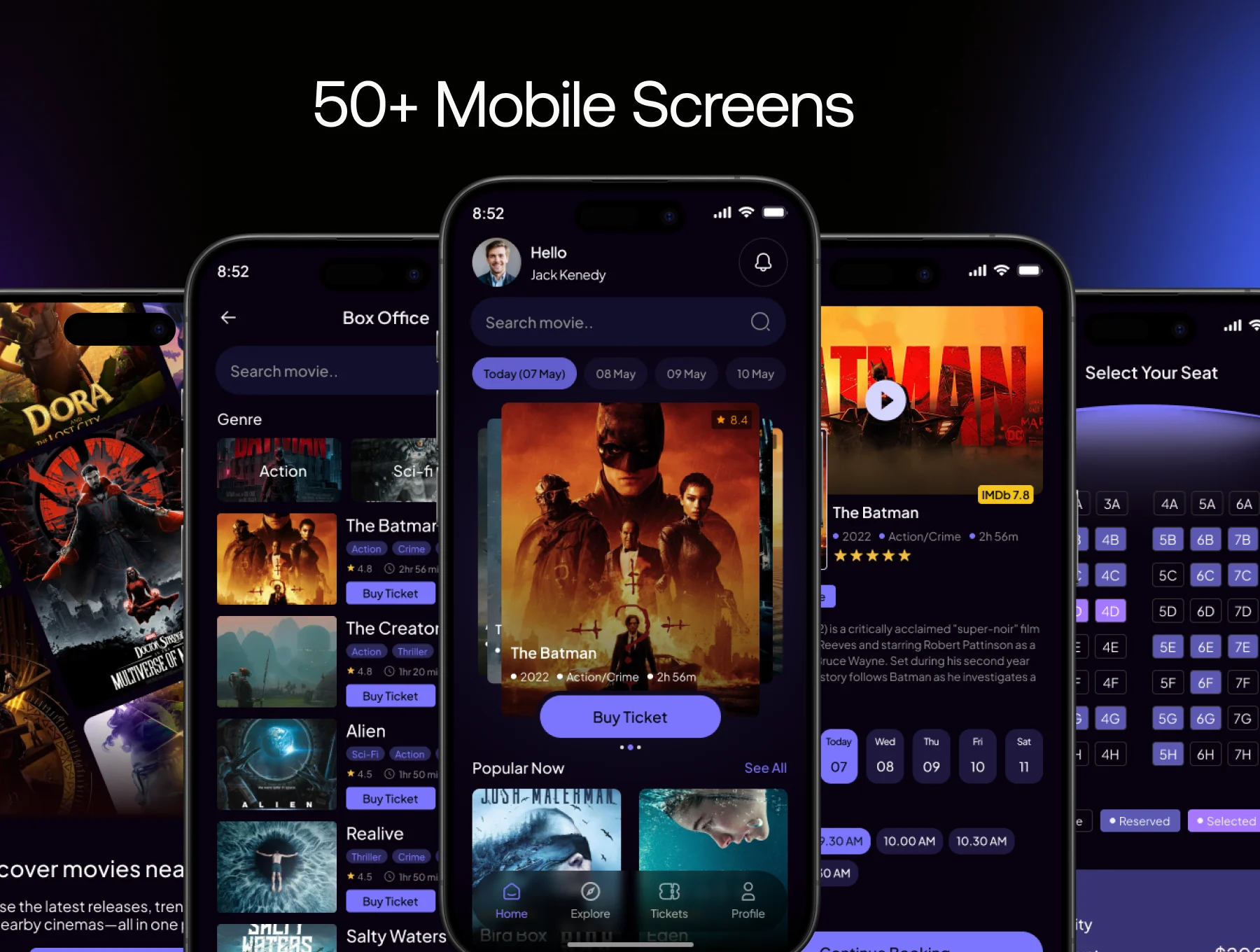 Cineza-Cinema Ticket Booking Mobile App Figma Ui Kit 4