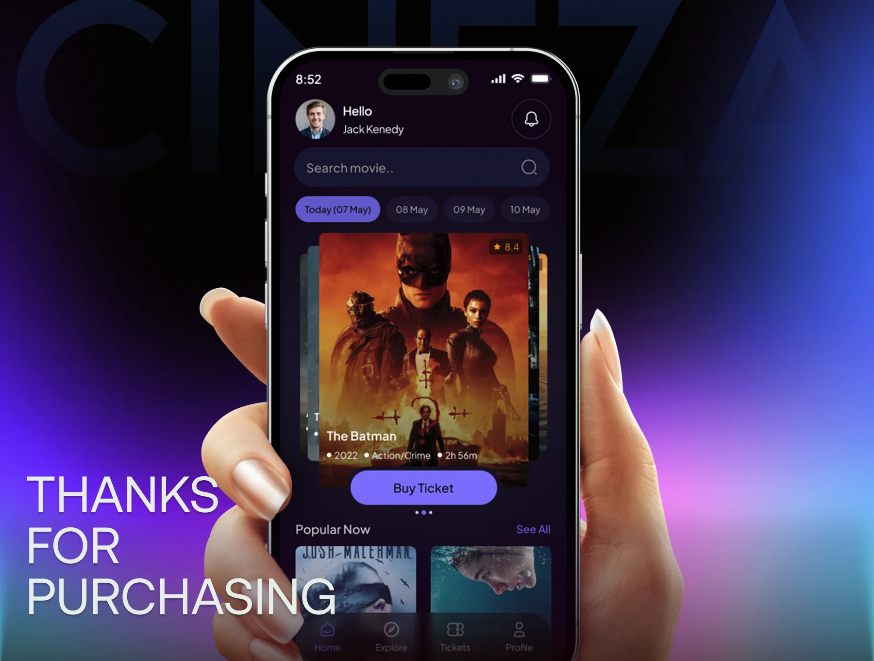Cineza-Cinema Ticket Booking Mobile App Figma Ui Kit 6