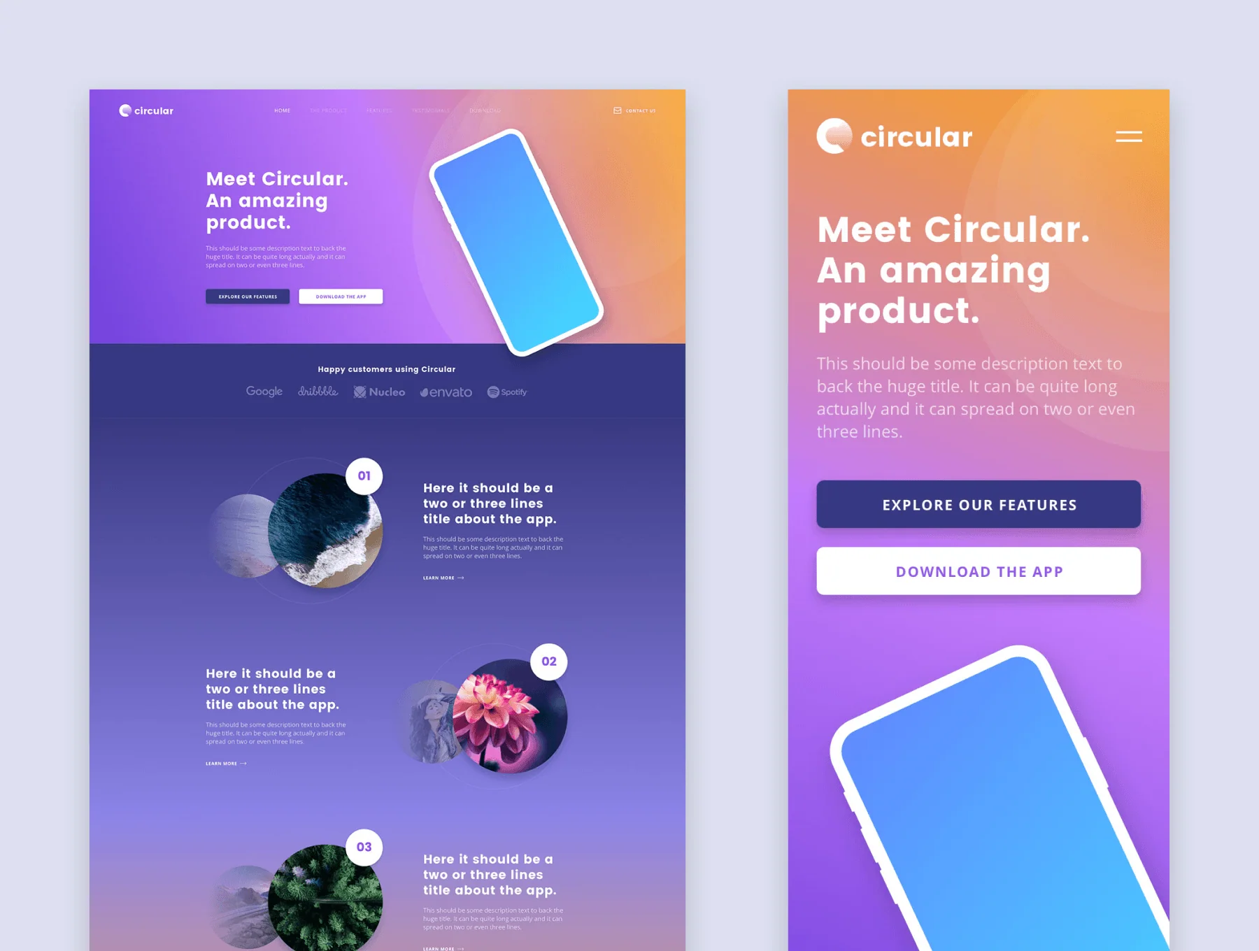Circular Landing Pages HTML 5