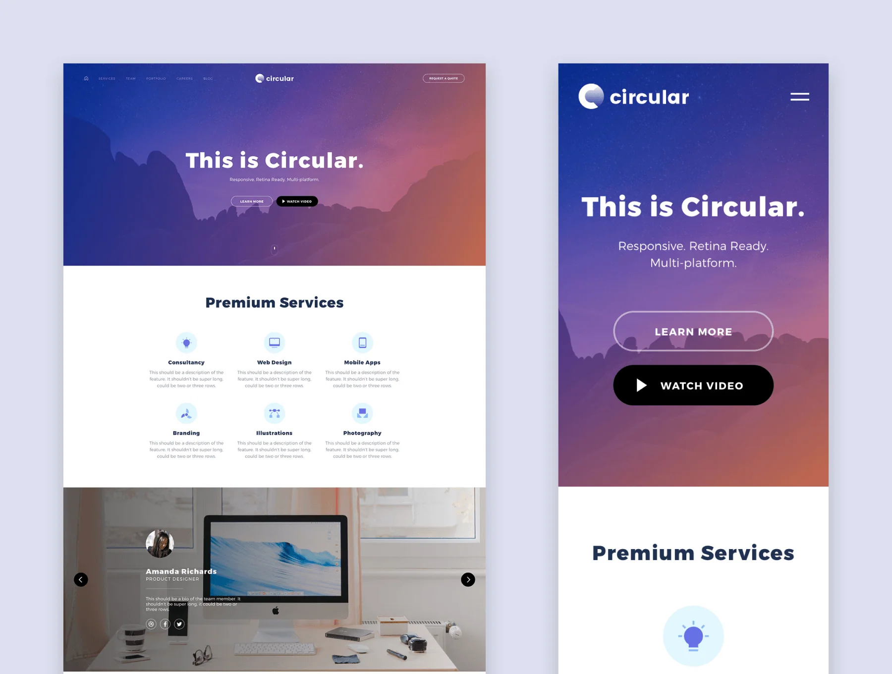 Circular Landing Pages HTML 8