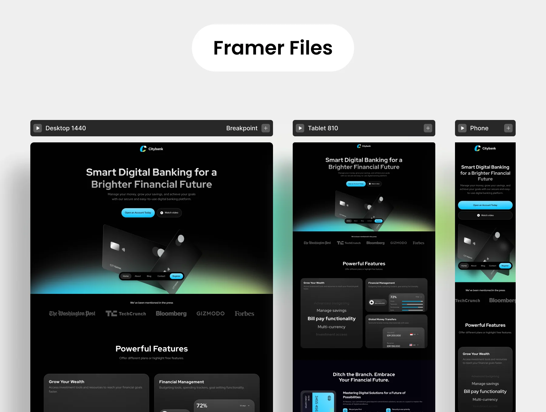 City Bank - Digital Banking Framer Template 4