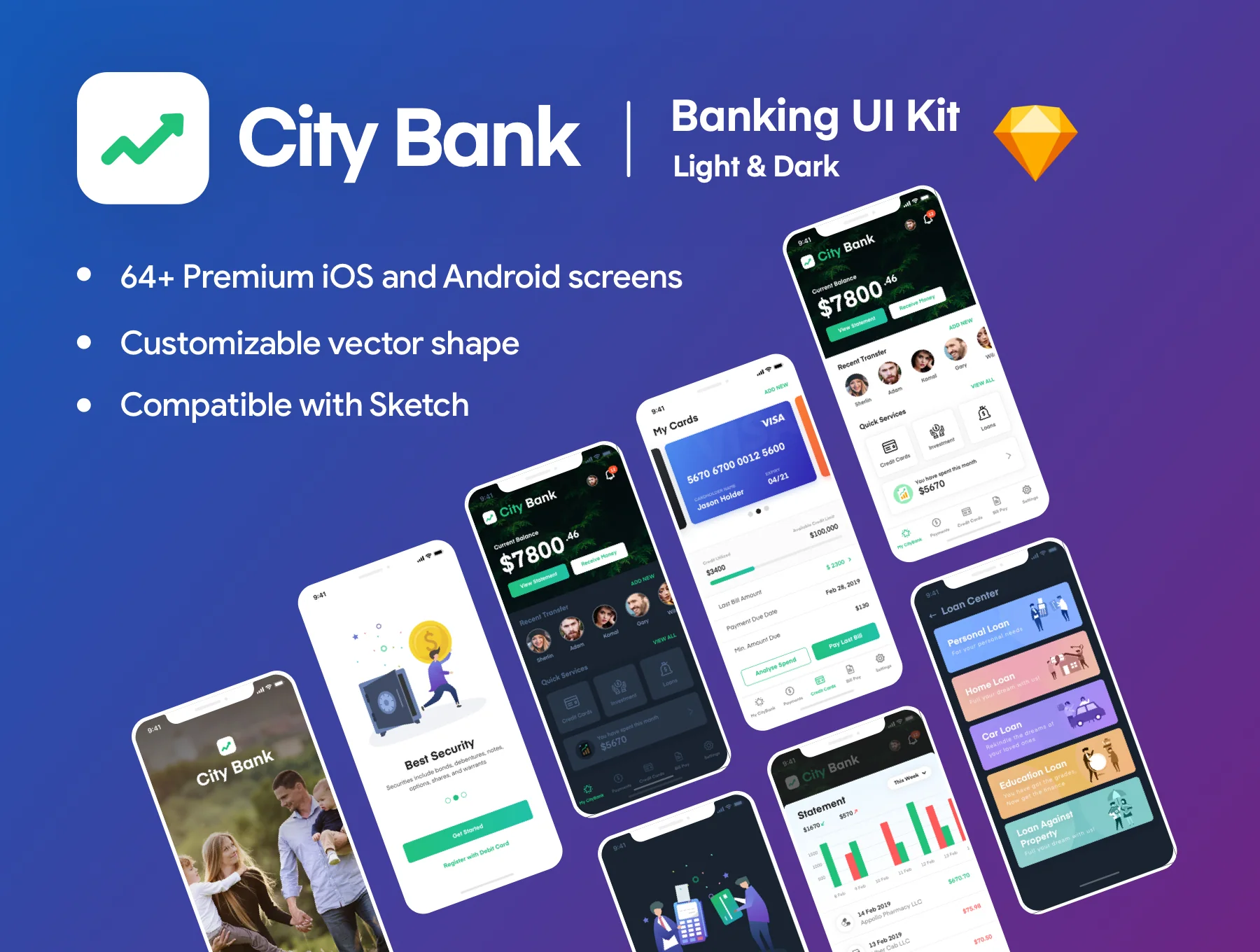 City Bank Light and Dark App UI Kit