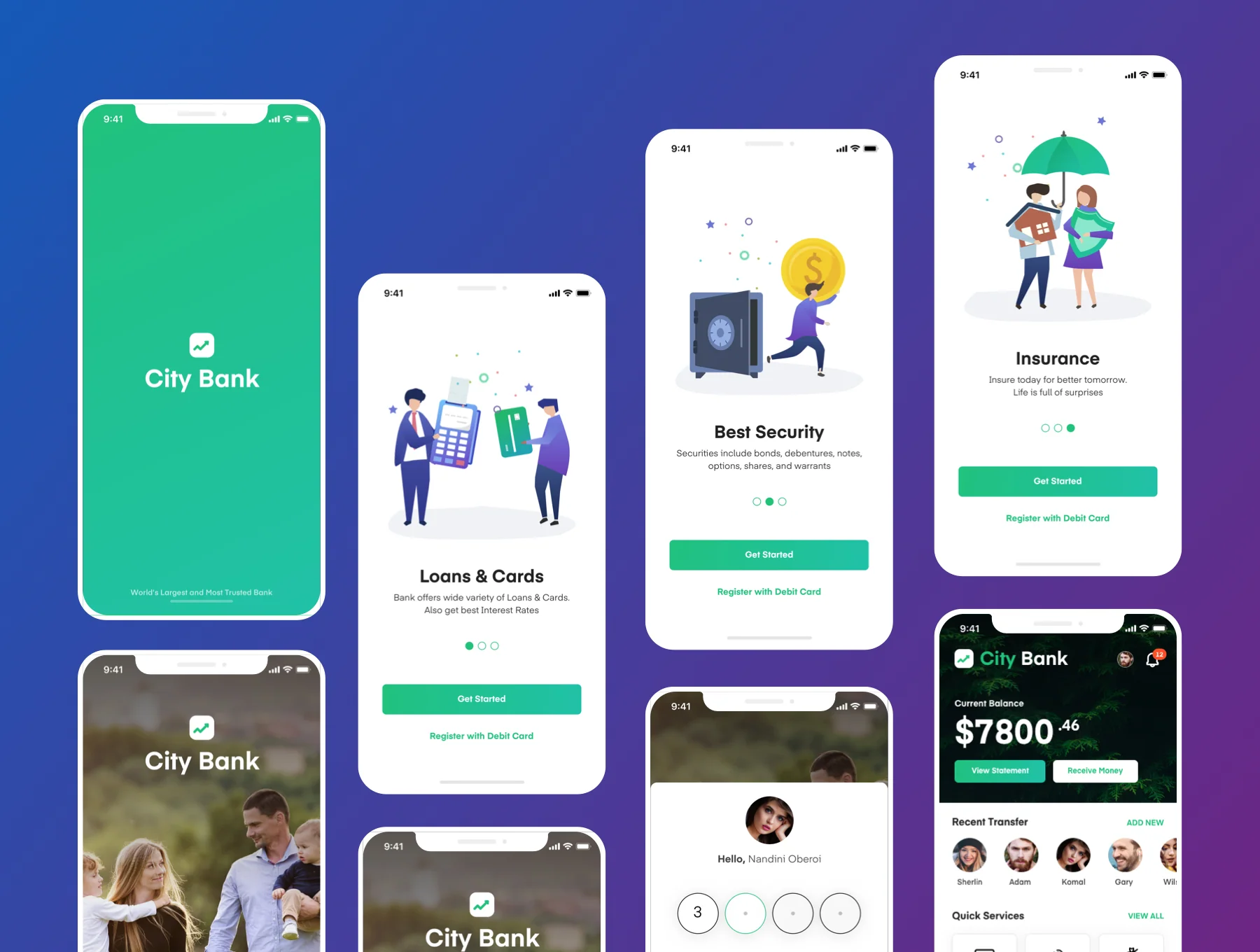 City Bank Light and Dark App UI Kit 4