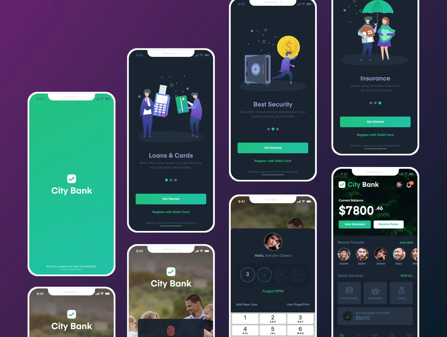 City Bank Light and Dark App UI Kit 6