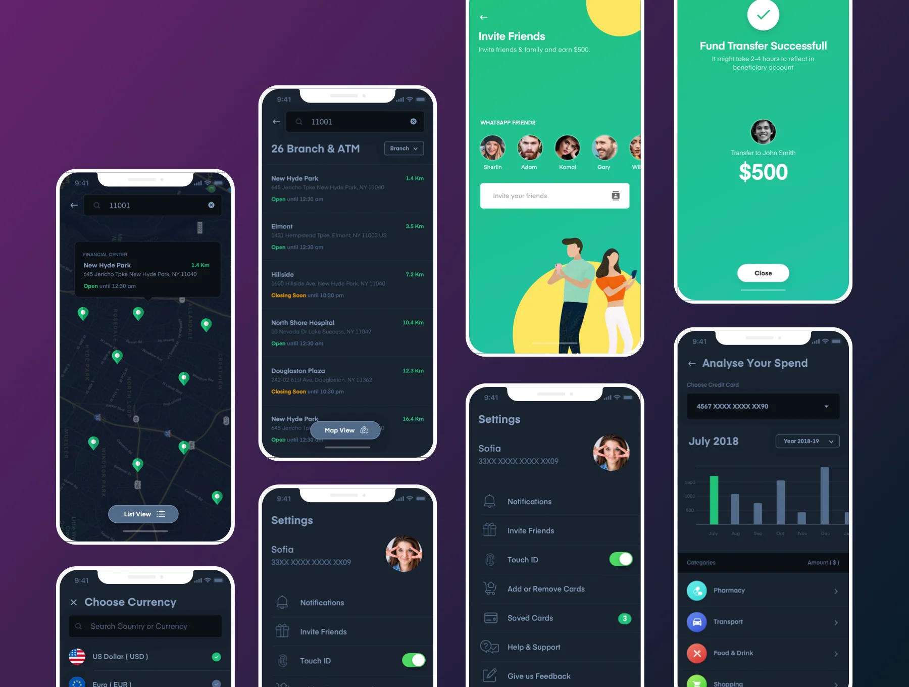 City Bank Light and Dark App UI Kit 7