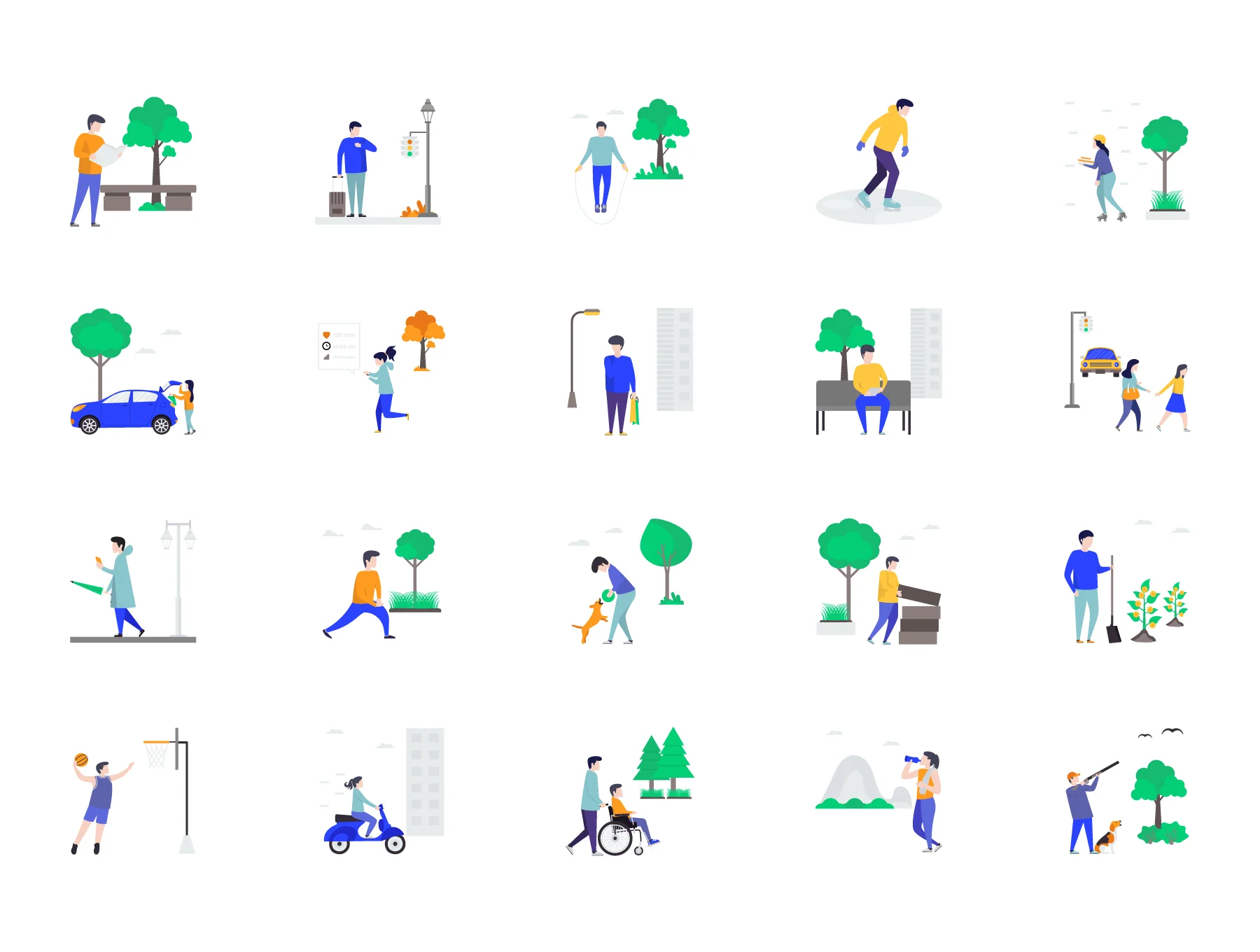 City Life Activities Illustrations 2