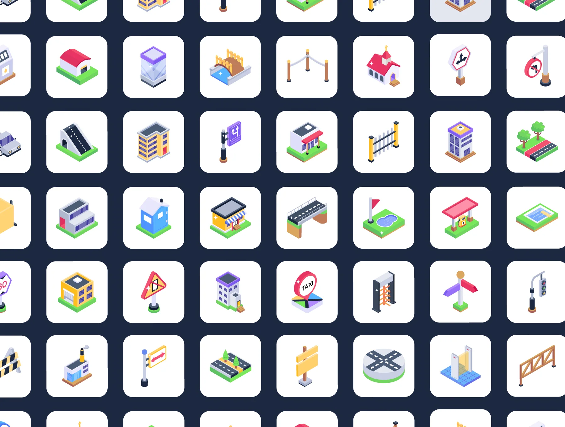 City Life Isometric Icons Pack 4
