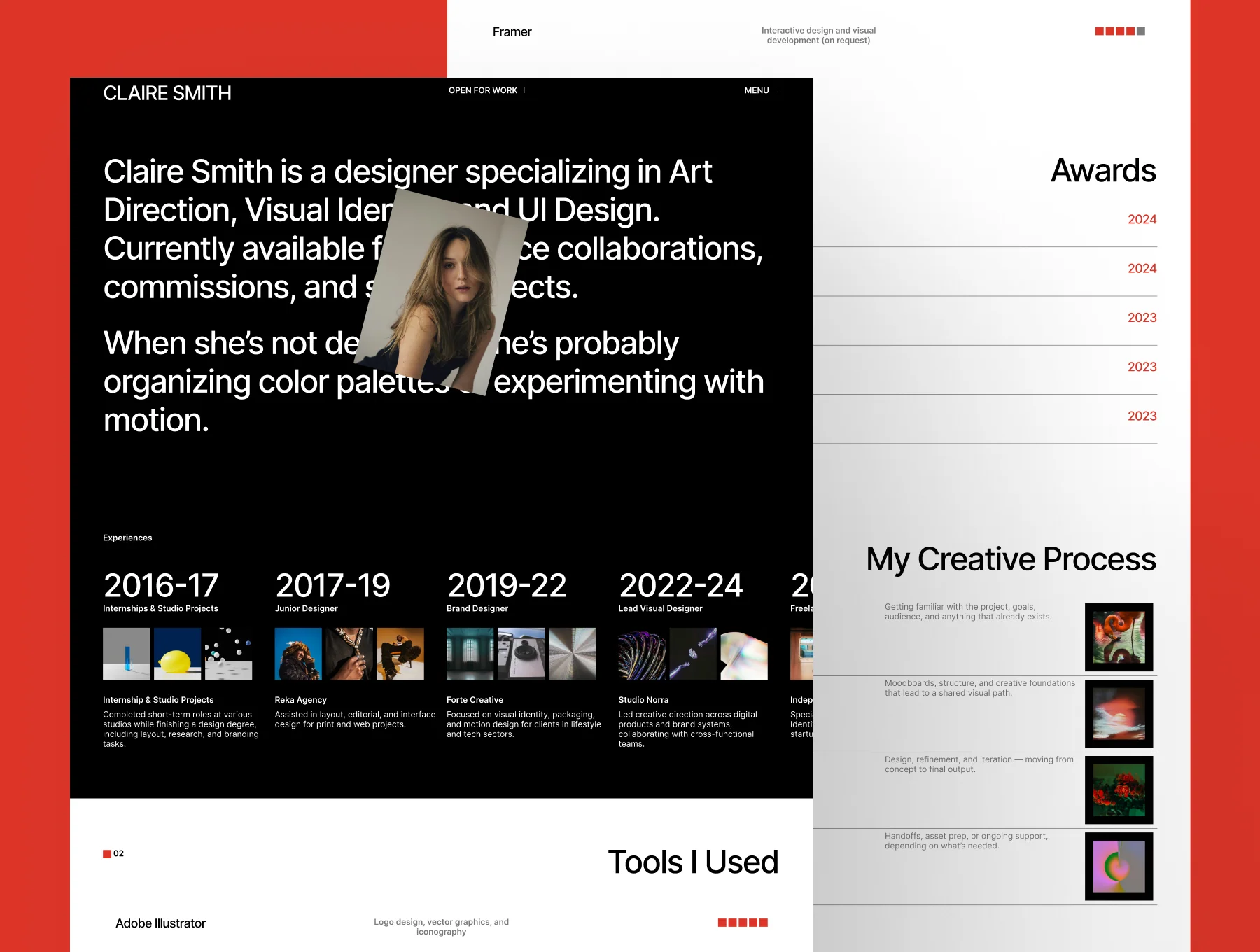 CLAIRE - Creative Portfolio Framer Template 3