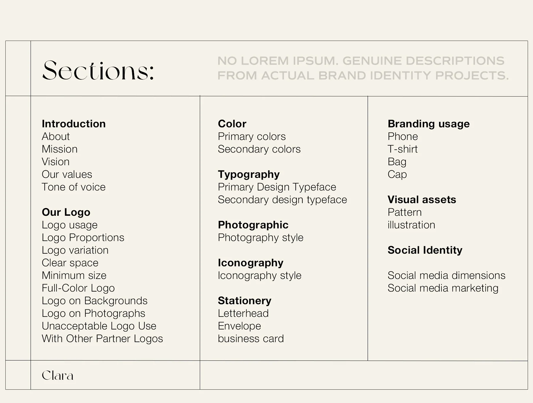 CLARA - Brand Guidelines Template 2