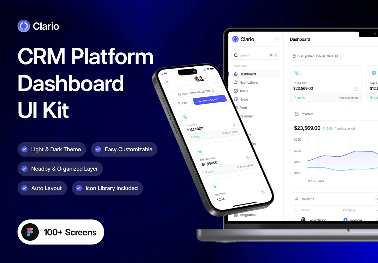 Clario - CRM Platform Dashboard UI Kit